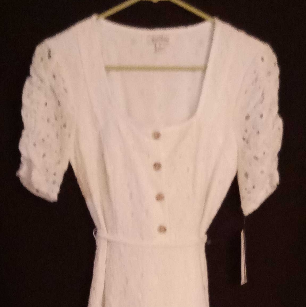 Speechless NWT Jr Dress White Eyelet Sz S  Lined